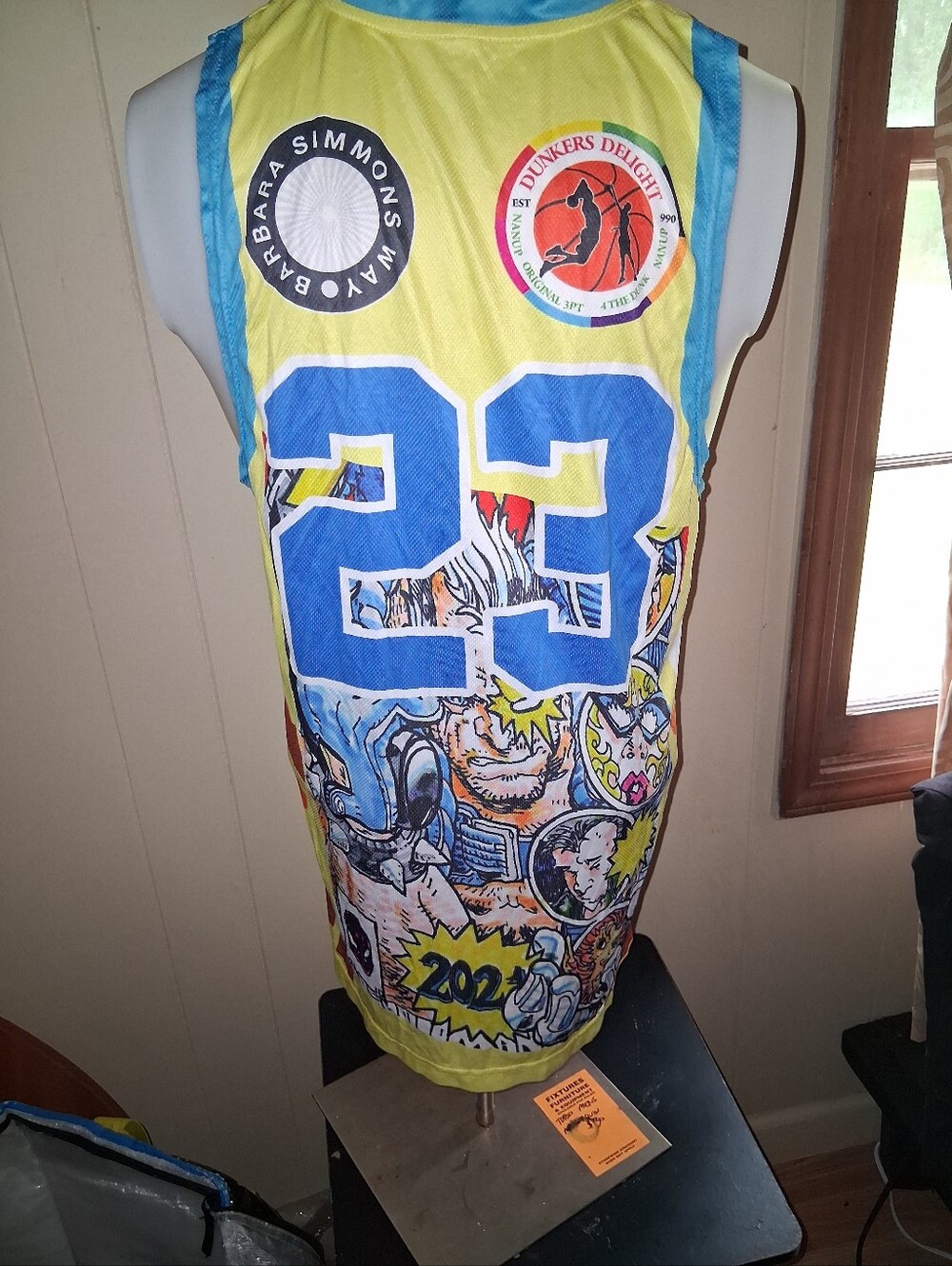 Men's Yellow & Blue Graphic Basketball Jersey - #23